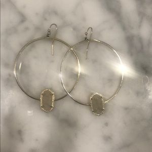 Gold Kendra Scott hoops with white druzy